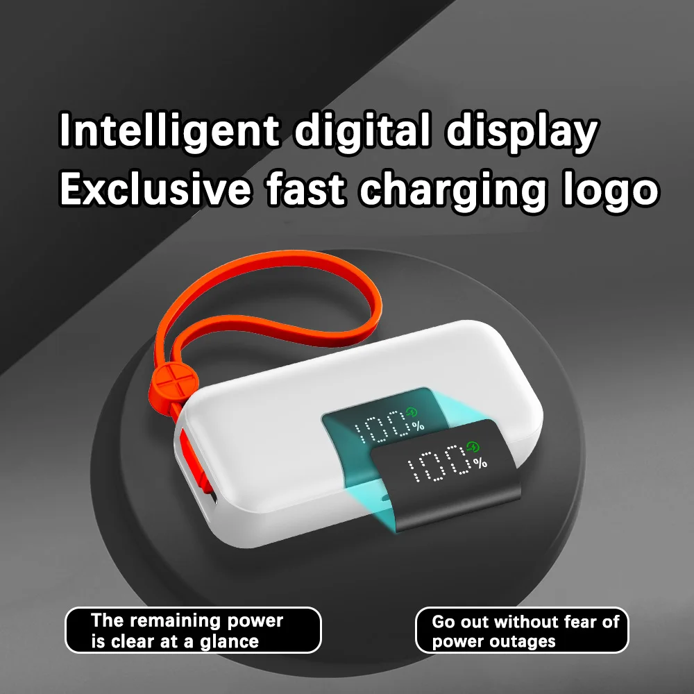 M&W Mini Power Bank 5000 mAh Compact Battery with Fast Charging - Built-in USB Type-C and Lightning Connectors 5