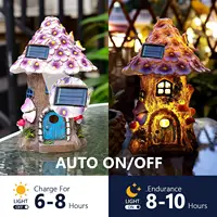 Fairy Garden House Solar Outdoor Statue, Light Up Mushroom Figurines Lawn Decorations for Yard, Fairies for Miniature House 3