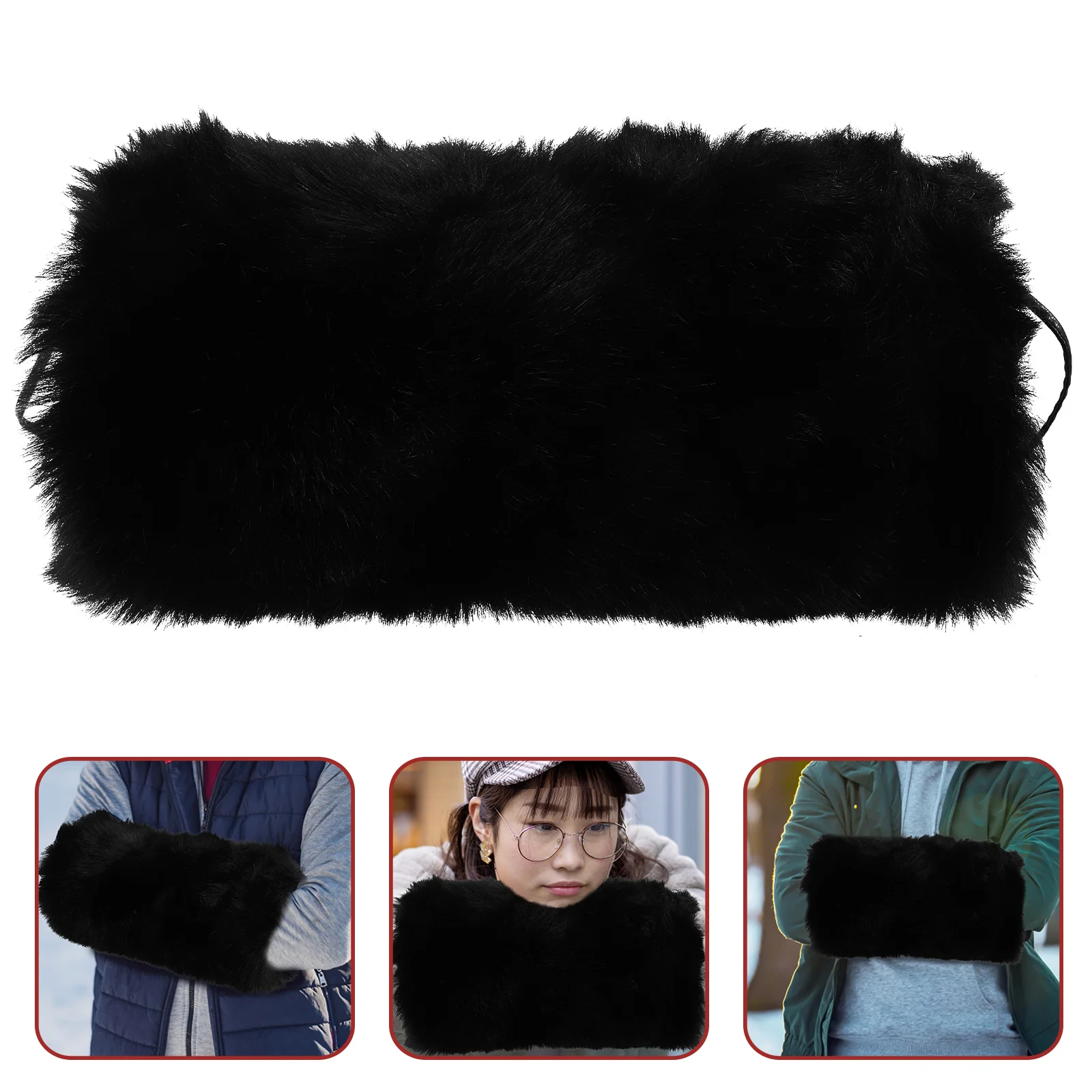 

Hand Warmer Bag Hand Warm Cushion Warmer Hand Muff Artificial Fur Warmer Pouch With Rope Hand Warmer For Winter 34X21CM