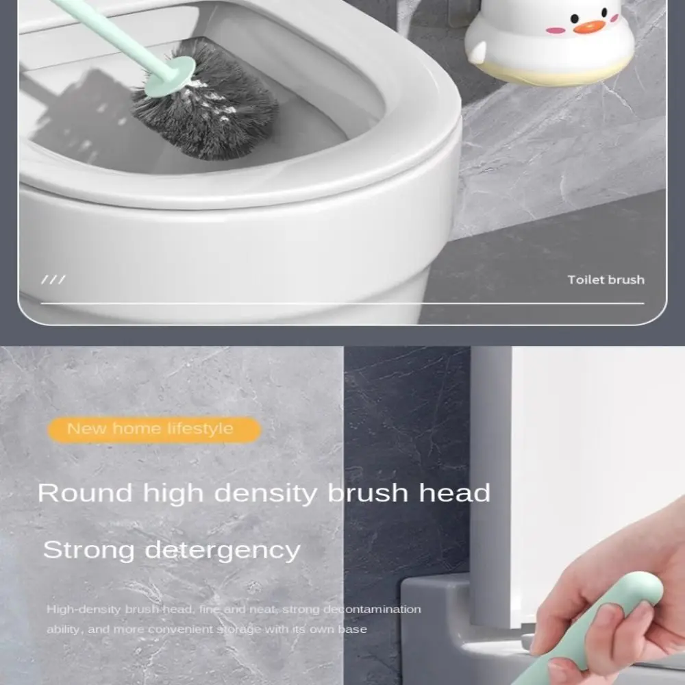 Toilet Brush Set Cartoon Chick Toilet Brush Wall-Mounted Comfortable Toilet Bowl Cleaner Durable Deep Cleaning Cleaning Brush Set