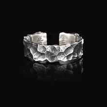 

Vintage Geometry Hammer Pattern Adjustable Ring for Men Women's Lover's Rings Engagement Wedding Jewelry Accessories