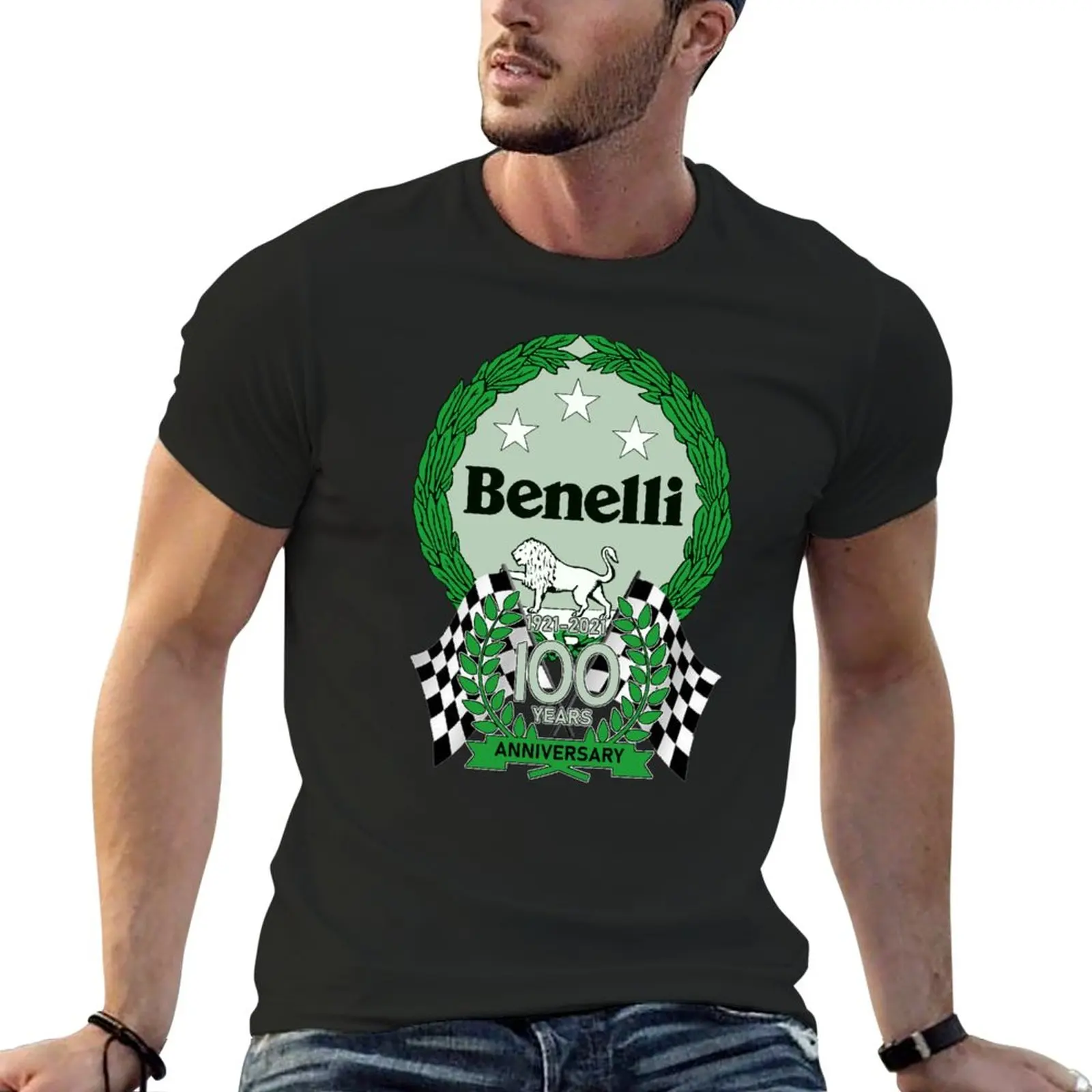 Benelli Lion Logo 100Th Anniversary Celebration T-Shirt Camicie Graphic Tees Blanks Magliette Da Uomo Oversize