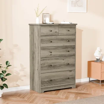 Rustic Grey 6-Drawer Tall Dresser 1