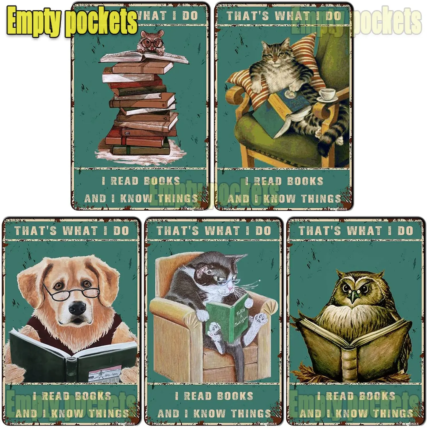 Кошка вот что я делаю читаю книги и знаю вещи металлический жестяной знак детской