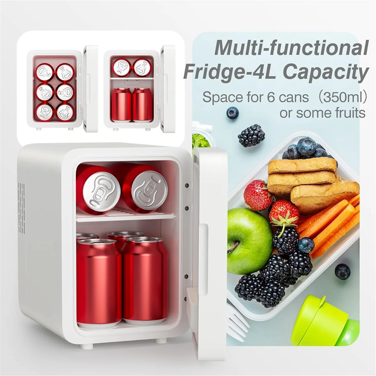 Makeup Fridge with LED Light Mirror 4L Mini Fridge for Bedroom Car Small Refrigerator for Cosmetics, Skin Care US Plug