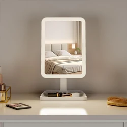 Illuminated Smart Touch Vanity Mirror with Adjustable Lighting & Storage Tray (White)