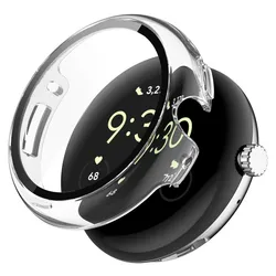 Premium PC+Tempered Glass Protective Case for Smartwatch Accessories (Transparent)