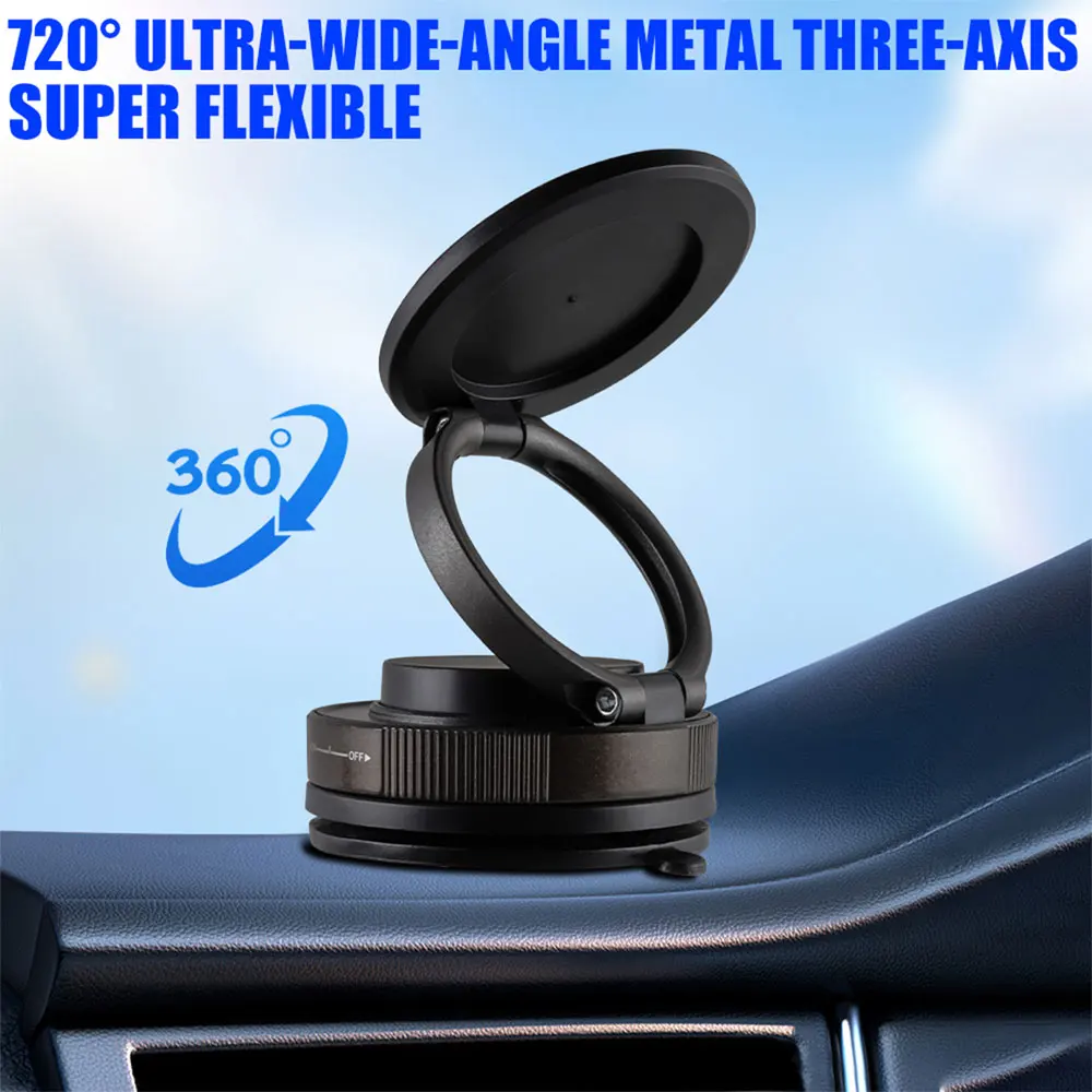 Magnetic Car Phone Mount with Mechanical Vacuum Suction Cup and Navigation Holder