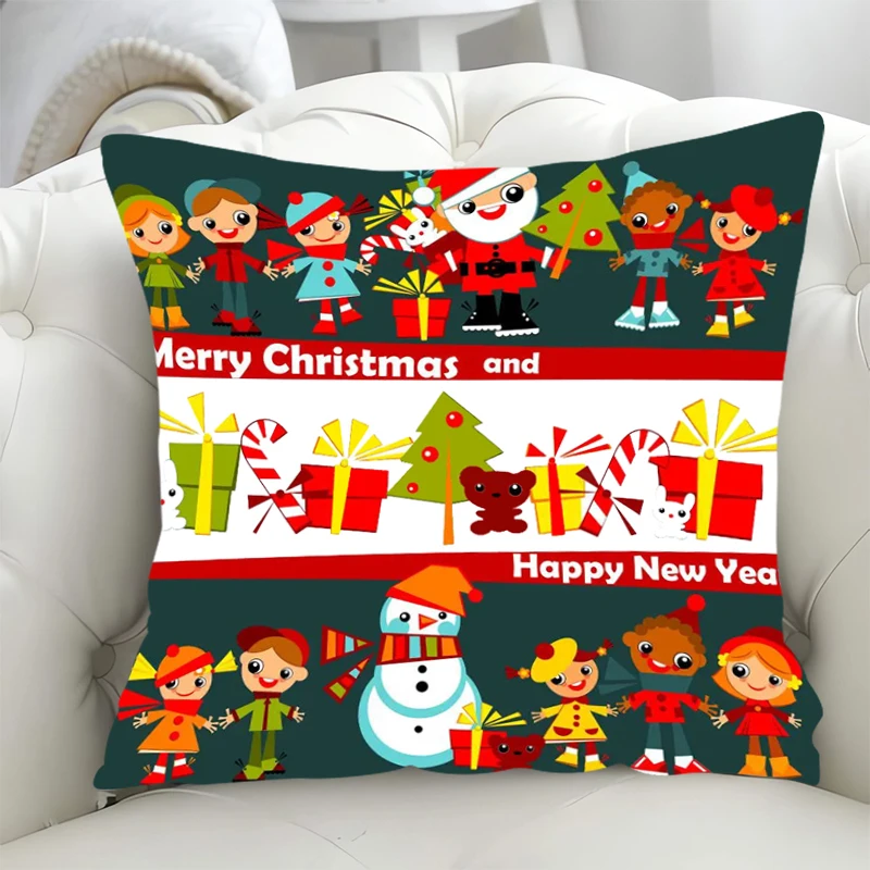 

Короткая плюшевая Рождественская искусственная подушка 40*40 с дуплексным принтом 45x45 декоративные подушки для дивана наволочки 40x40
