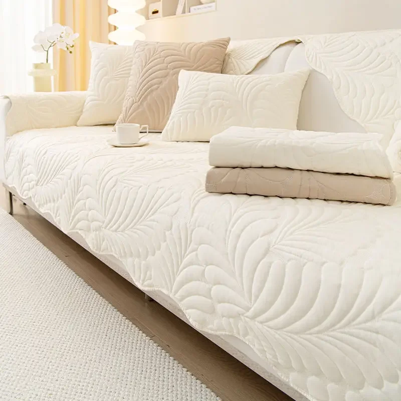 Solid Color Embroidery Sofa Cover Fashion Four Season Universal Sectional Sofa Towel Anti-slip Couch Covers for Living Room