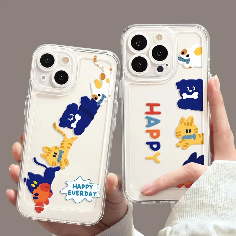 Cute Cartoon Tiger Cat Transparent Phone Case - Clear Protective Cover s