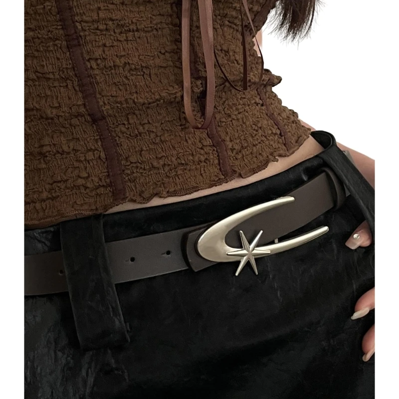 

Versatile Waist Belt with Alloy Star Buckle for Women Teens Trousers Skirt Decor