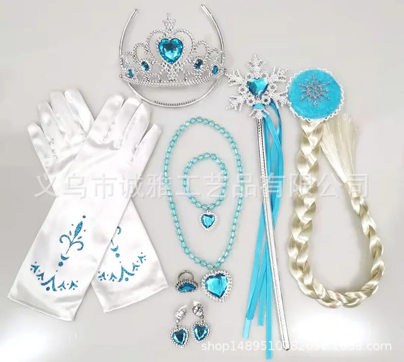 Hair Accessories Anime Cosplay Props Cosplay Necklace Anime Cosplay Wigs Frozen Anna Elsa Cosply Accessories Crown Magic Wand Necklace Wig Gloves Snow White Belle Cinderella Princess Role Play Supply