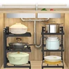 Kitchen Pot Holder Under Sink Multi-Layer Metal Storage Rack Countertop Frying Pan Rice Cooker Dishes Cutlery Organizer Rack 1