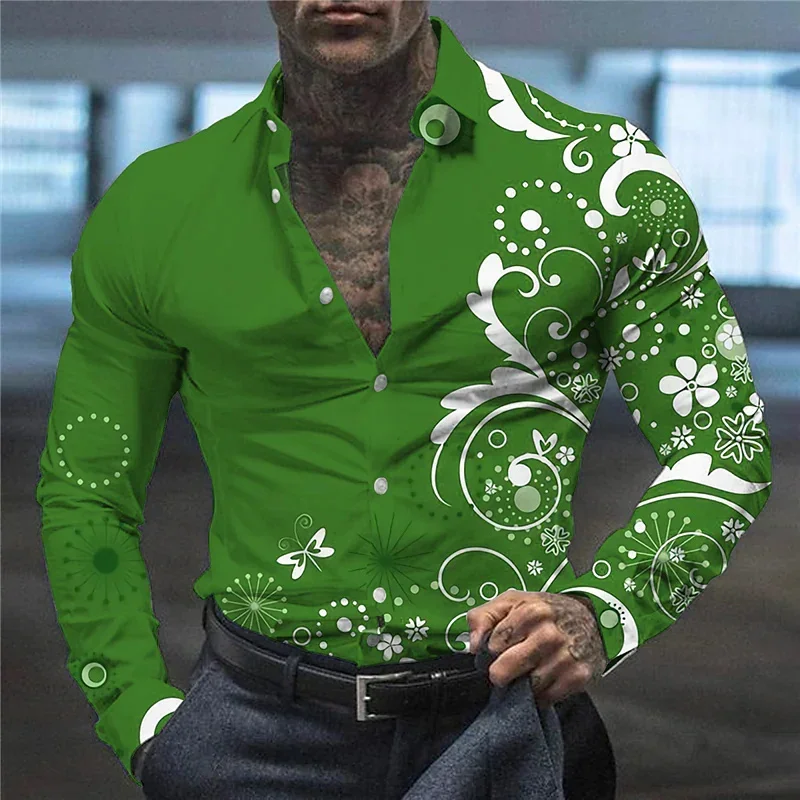 thumbnail image 1 of Camisa de solapa de traje para hombre, patrón creativo, moda informal, suave, cómoda, material transpirable, primavera y verano 2024, nueva oferta caliente, 1 of 5