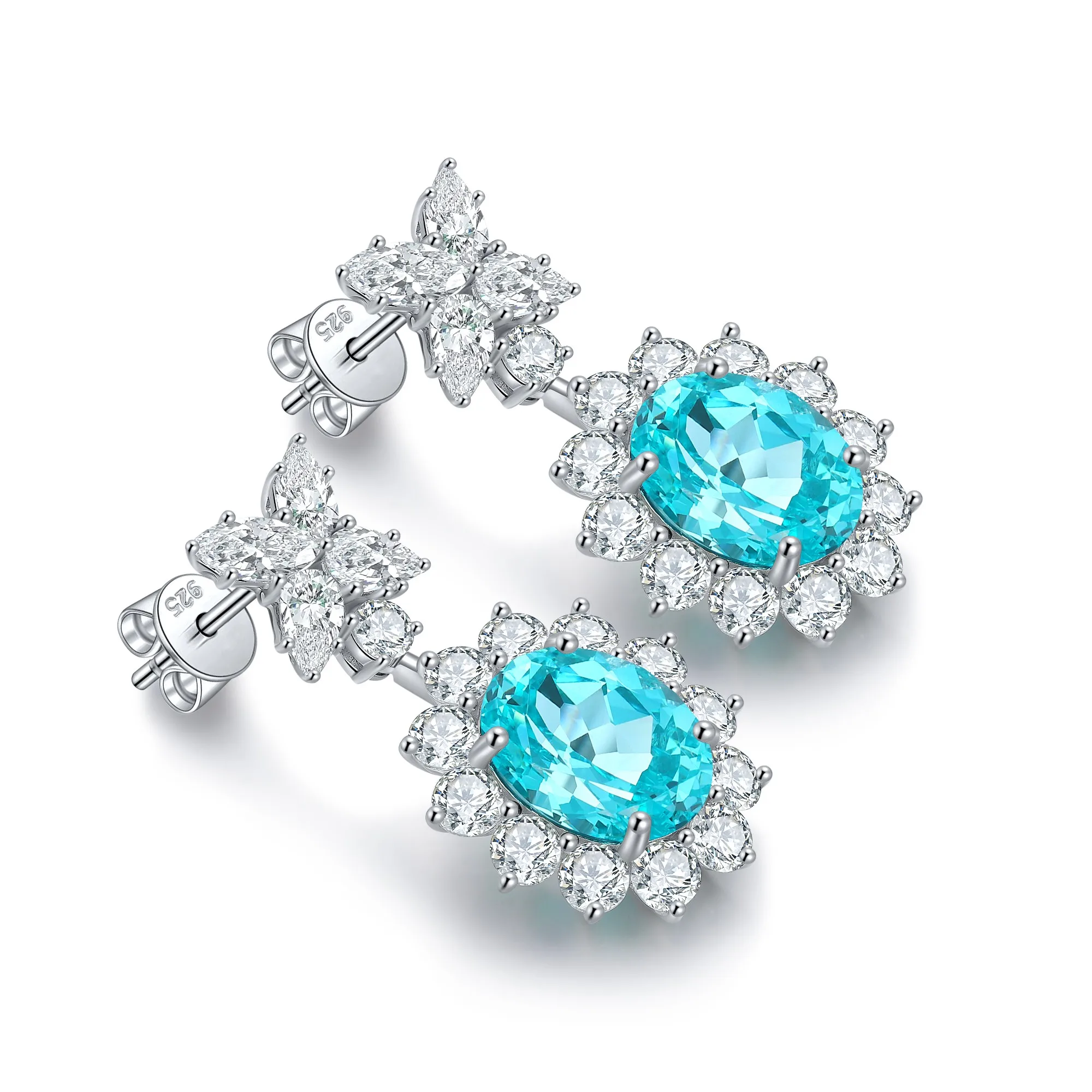 

SHIZHONGBAO-jewelry，NO.28 Laboratory Grown Diamond Paraíba Earrings