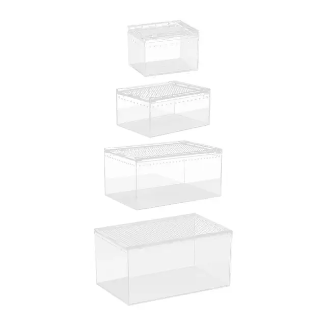 Reptile Feeding Box Animal Habitat Cage Transparent Reptile Terrarium Enclosure Cage for Chameleons Hermit Crabs Container 3