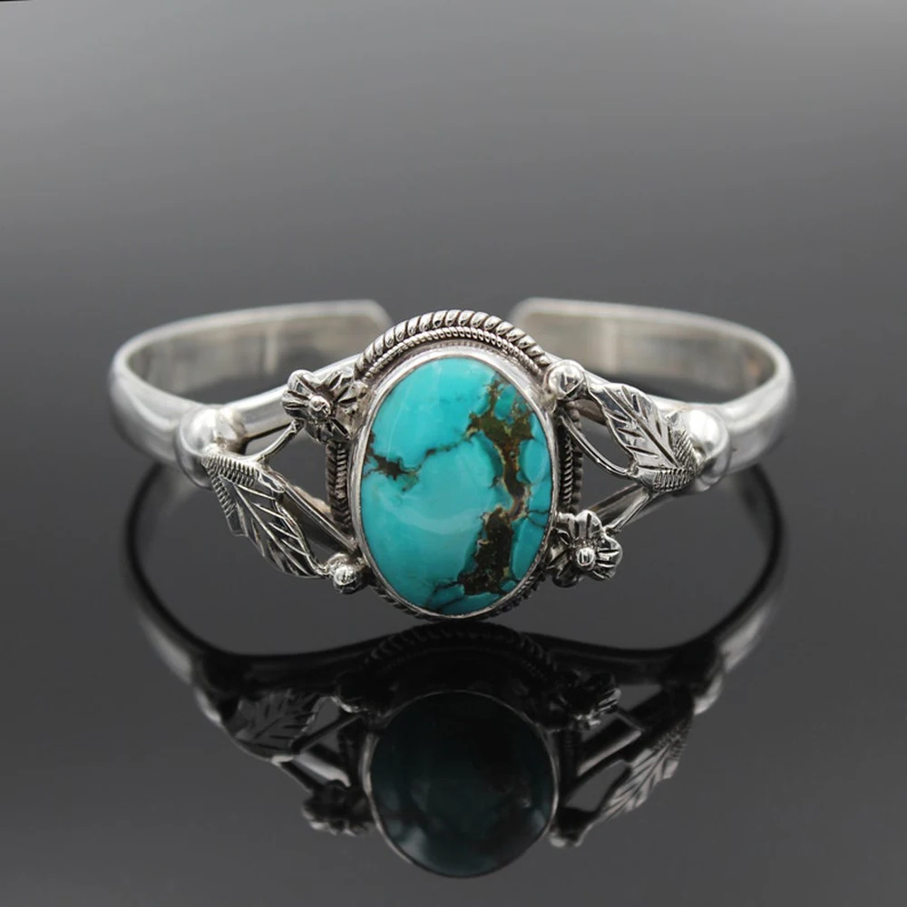 Antique Silver Color Natural Stone Bracelet for Women Female Simple Luxury Bracelet Trendy Woman Jewelry bangle bracelet,stone bracelet