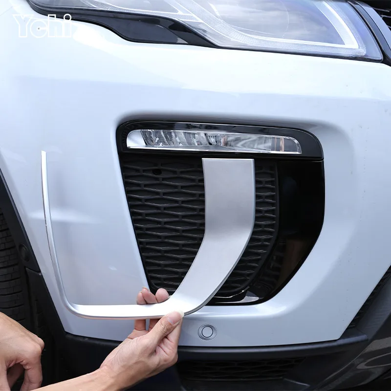 

For Land Rover Range Rover Evoque 2016-2018 ABS Silver Car Styling Front Fog Light Cover Fog Lamp Frame Trim Interior Accessory