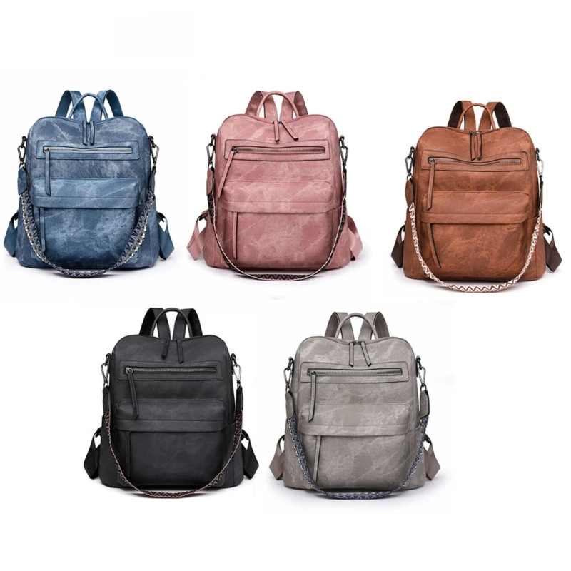 

Women PU Leather Shoulder Bag Travel Backpack Student School Backpack for Daily