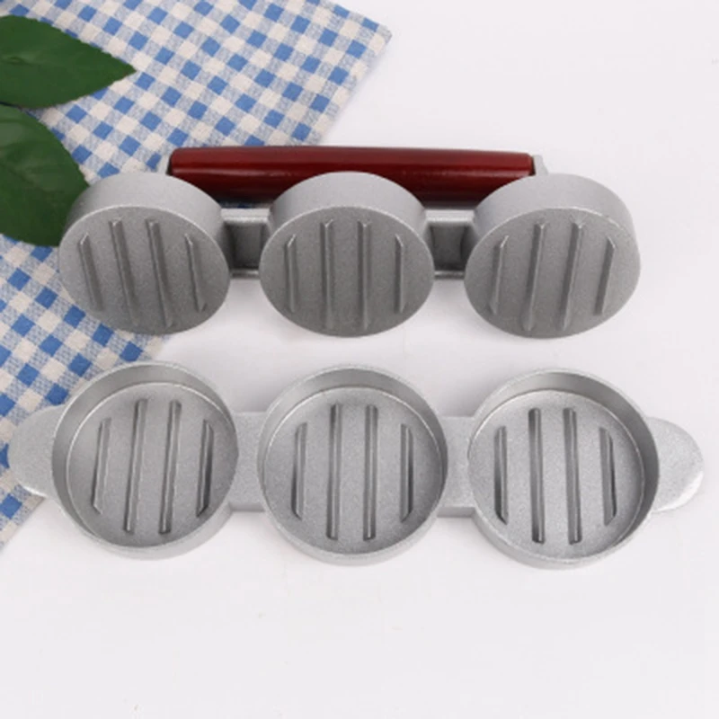 Mini Hamburger Presses Nonstick 3 Slot Small Burger Patties Press Triple Beef Burger Maker Mold Machine Meat Kitchen