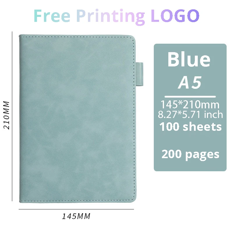 1 Pcs Customized Notebook with Pen Holder Can Print LOGO Thickened Notepad Business Diary PU Leather Record Book 200/360 Pages