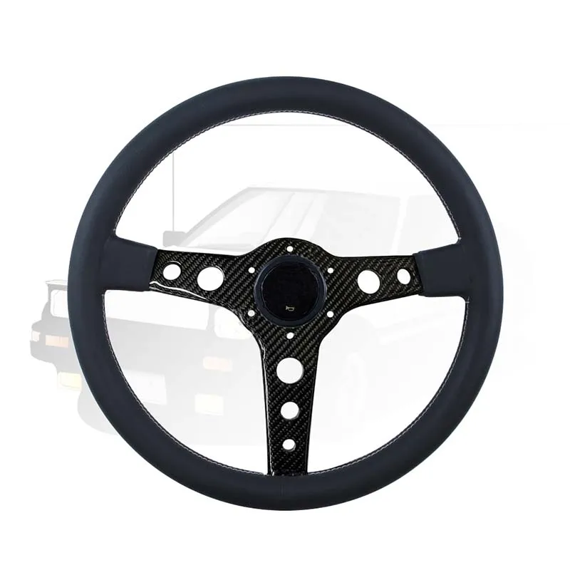 Volante da corsa 345mm/13.58 pollici stile Prototipo 6 bulloni in fibra di carbonio raggio volante in pelle nera accessori per auto