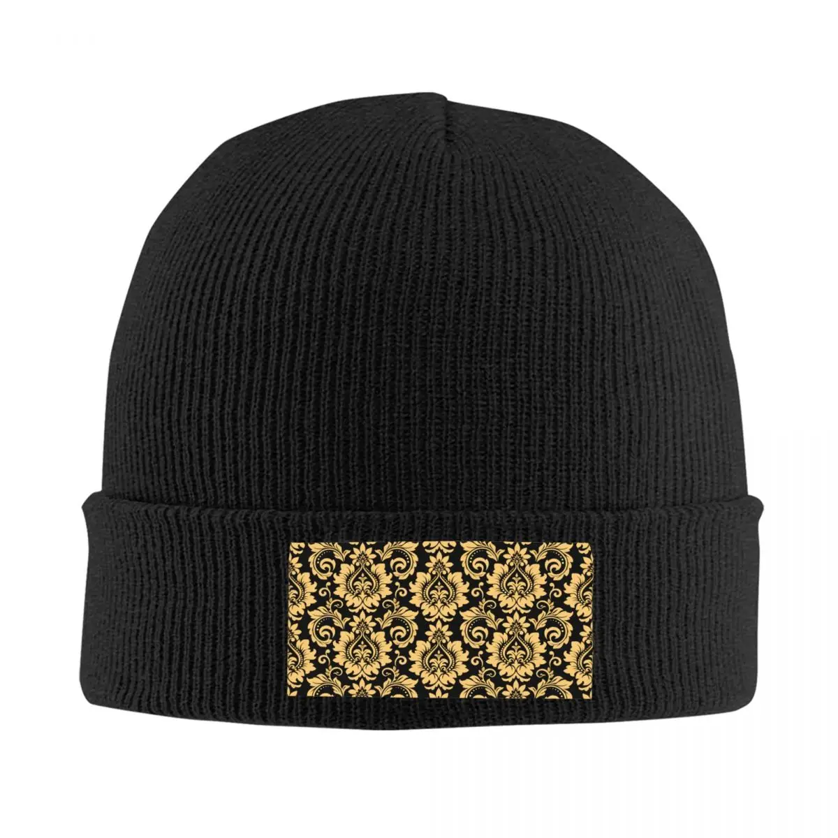 

Vintage Baroque Floral Pattern Bonnet Hat Knitted Hat Men Women Cool Unisex Adult European Floral Warm Winter Beanies Cap