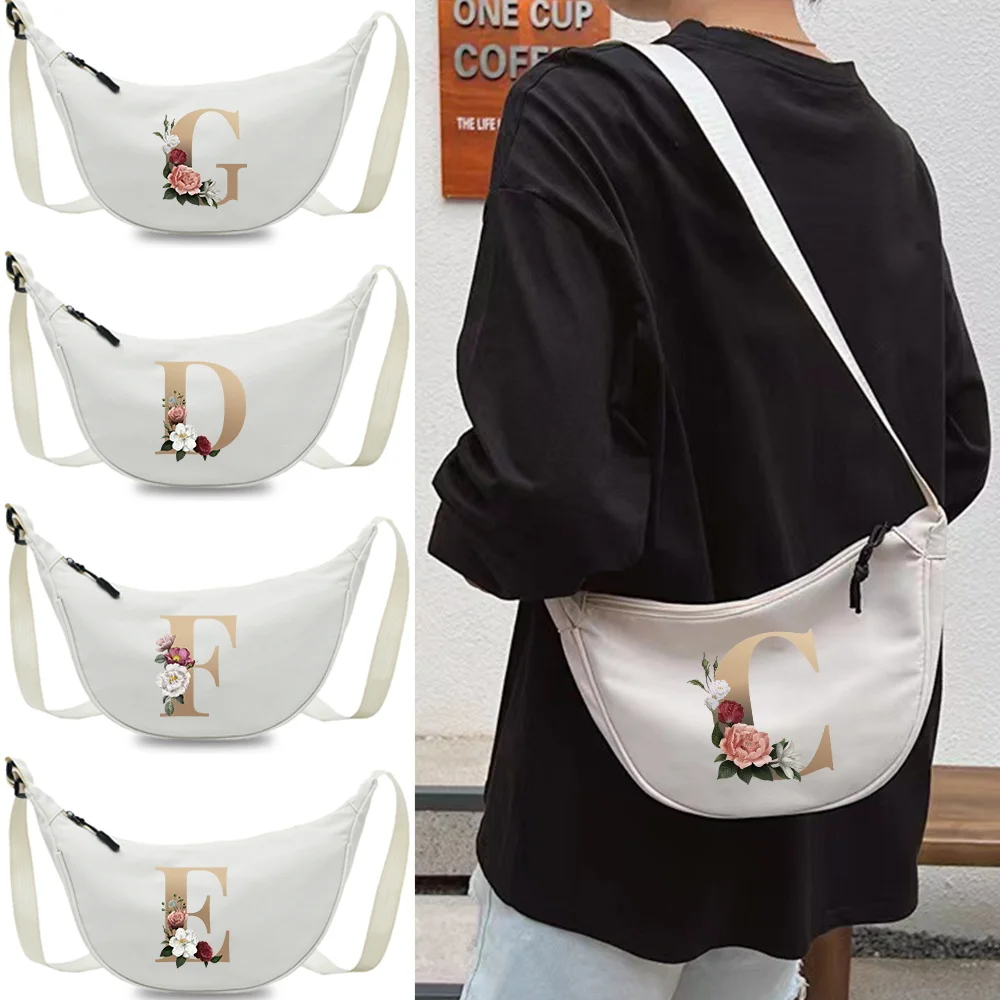 

Dumpling Bag Totes Handbag Crossbody Shoulder Bag Casual Waterproof Nylon Messenger Bag Gold Letter Pattern Series 2024