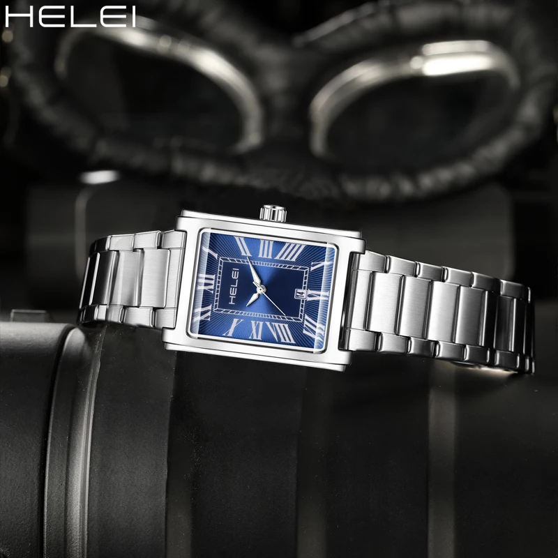 HELEI Men's Trendy Watches Stainless Steel Quartz Men's Watches Ancient Rome Digital Dial Waterproof Casual Watches