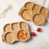 Baby Silicone Sucker Plate Spoon Fork Sets Children Feeding Tableware Set BPA Free Wooden Food Grade Dinner Plate Baby Stuff 2