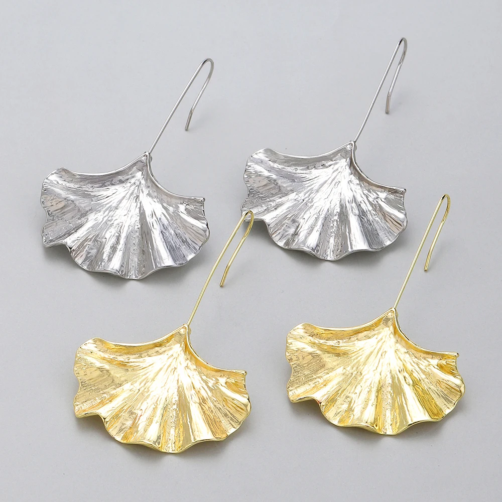 ライオンホールマーク　銀製花瓶　116g/高さ18.3㎝　東Y7-0630⭐︎2F Fashion Exaggerated Ginkgo Leaf Ear Hook Earrings For Women