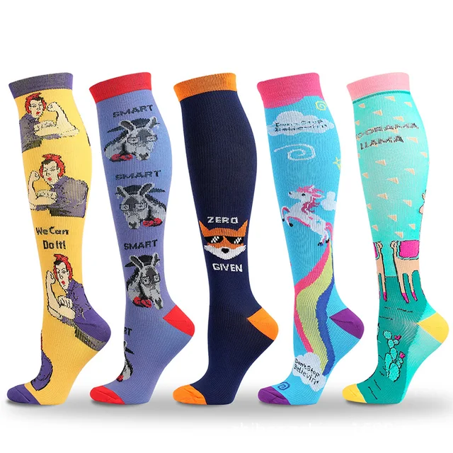 Men and Women Long Tube Compression Stockings Pressure Nursing Socks For Diabetes Varicose Veins Outdoor Sports Running Socks 5 pairs-NS005