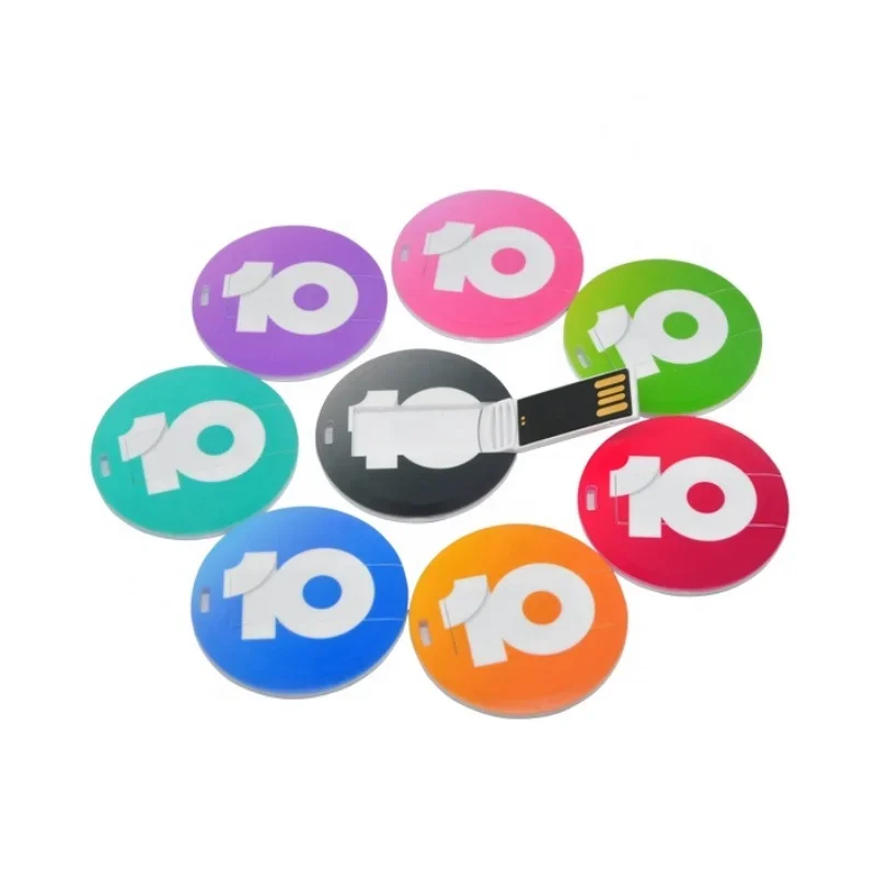 미니 라운드 카드, USB 플래시 드라이브, 무료 맞춤형 로고 인쇄 그림, 128GB Pendrive, 8GB 카드, 비즈니스 이름 U 디스크, 핫 프로모션