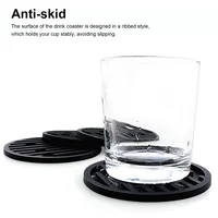 Pack of 4 Drink Coasters Kitchen Table Placemat Coffee Cup Mat Silicone Draining Bowl Holder Pad Tableware Home  Gray 4