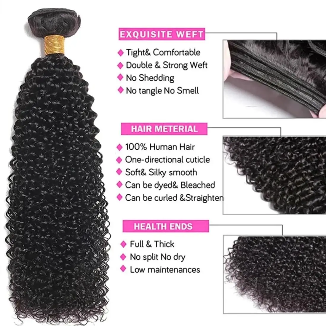 Brazilian Kinky Curly Human Hair Bundles Unprocessed 100% Human Hair Extensions Jerry Curly Natural 8-30Inch 1/3/4pcs Bundles