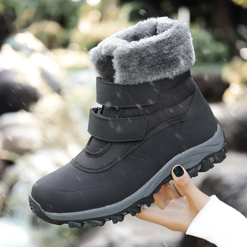 

Winter Woman's Stylish Snow Boots High-top Warm Lined Anti-skid Shoes Outside Casual Slip-on Black Footwear zapatos de mujer