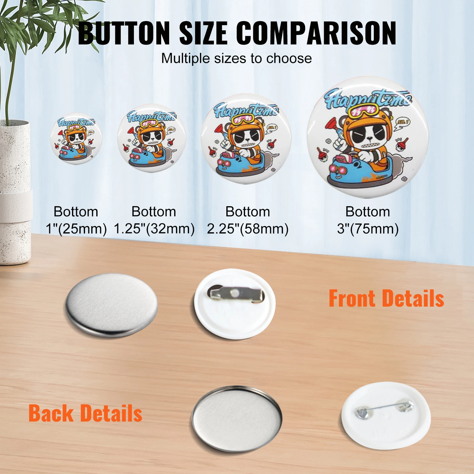 Badge Parts 500 Sets Pin Back Button 25/32/58mm DIY