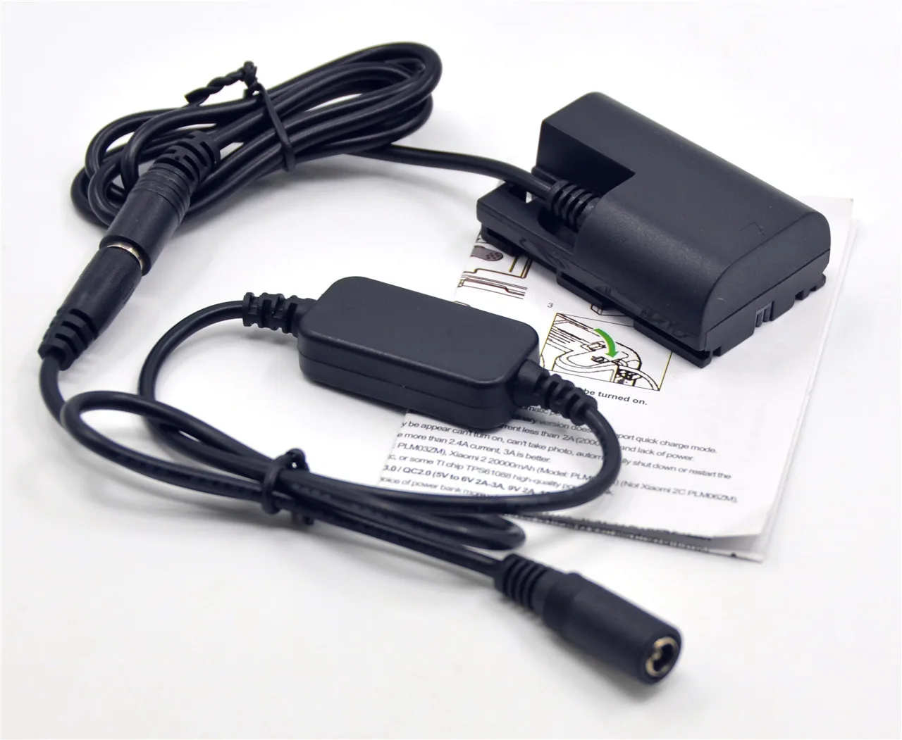 

Dummy Battery LP-E6 DR-E6 DC Coupler+24V-12V Step-Down Cable for Canon EOS 5D Mark II III 5D2 5D3 6D 7D 60D Camera