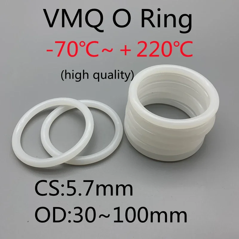 10 Stück Lebensmittel qualität vmq o Ring dichtung cs 5,7mm od30mm ~ mm wasserdichte Unter leg scheibe rund o Form Gummi Silikon ring weiß – Detail 2