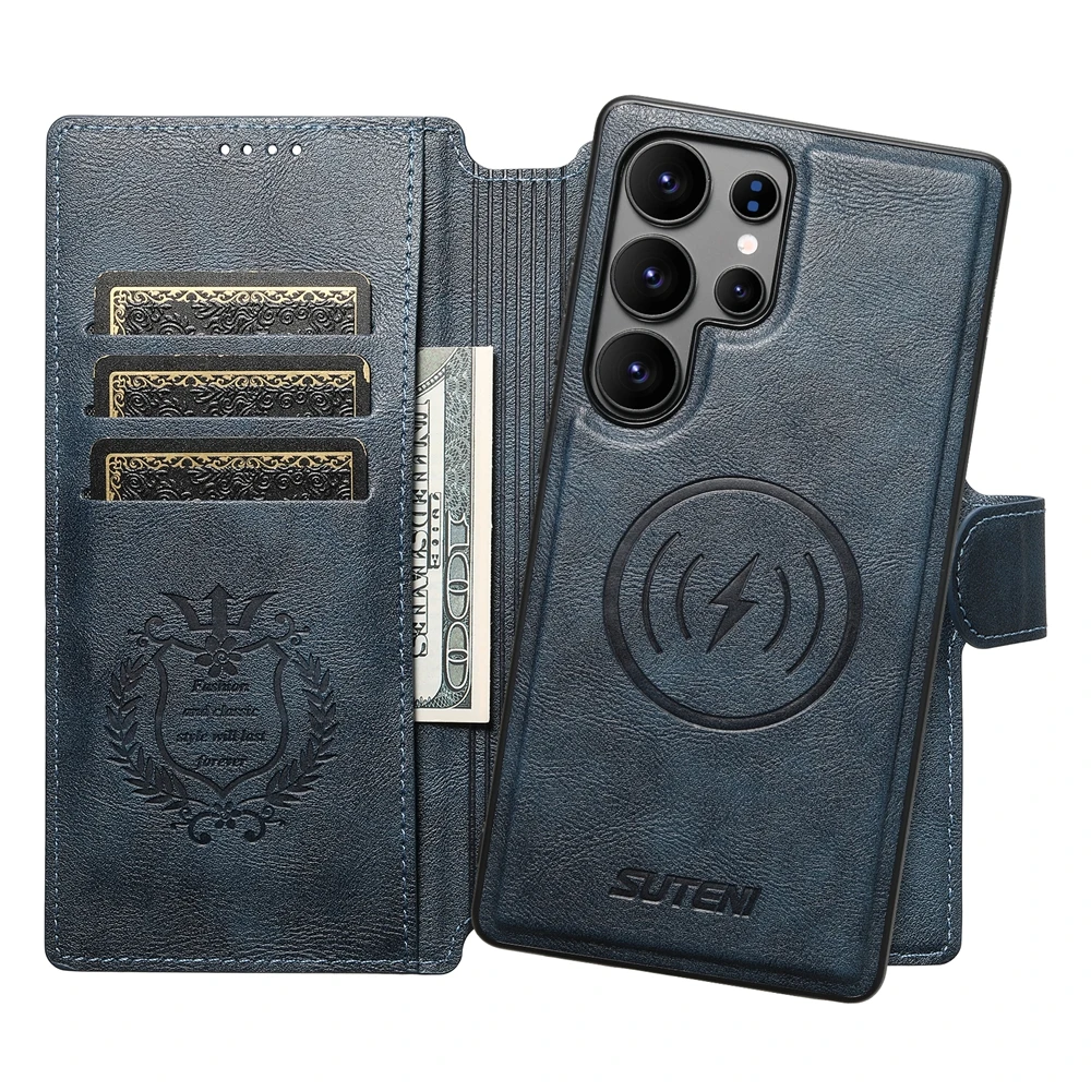 Luxury MagSafe Leather Wallet Case with Magnetic Closure and Card Pocket