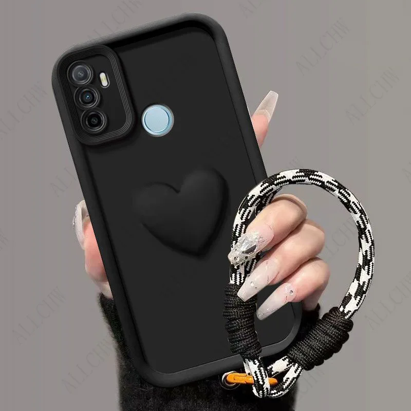 3D Love Heart Strap Shockproof Phone Cover
