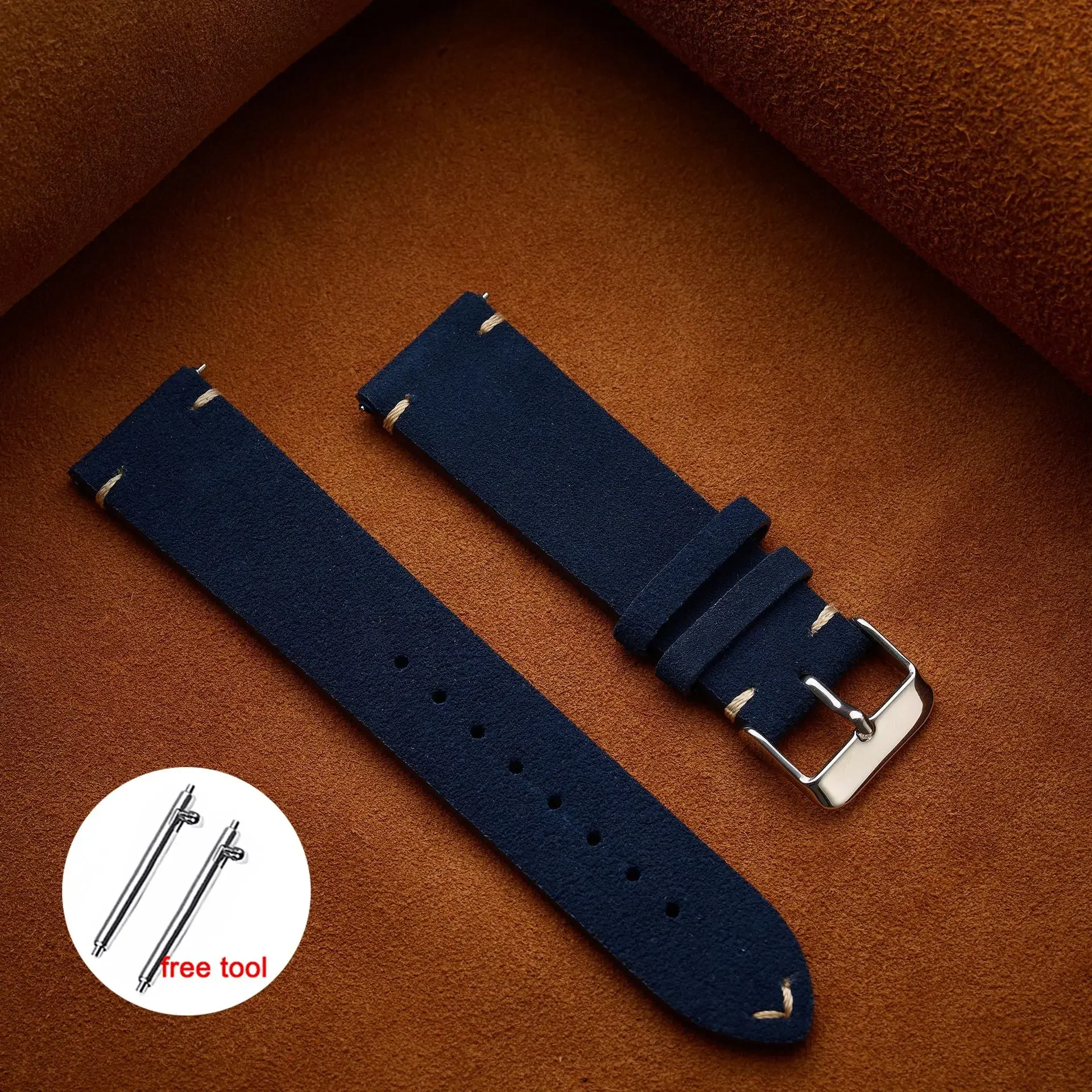 Premium Soft Suede Leather Vintage Watchband – Quick Release Calfskin Strap