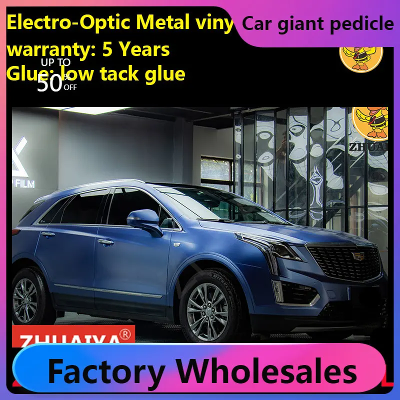 

Midnight Blue Electro-optical Metal Vinyl Wrap For Car Wrapping Covering Foil Air Bubble Free Low Tack Glue1.52*18M/Roll 5x59ft