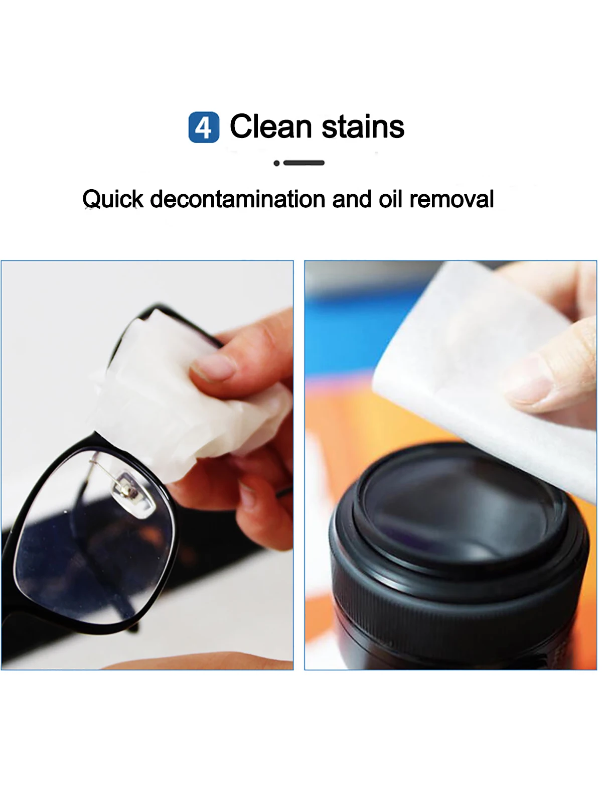 1Set Objektivreinigungstücher Augenglasreiniger Taschentücher Antibeschlag Aqua Linsenreiniger für Brillen Kunststoff Kamerahandy (100 Stück) – Detail 8