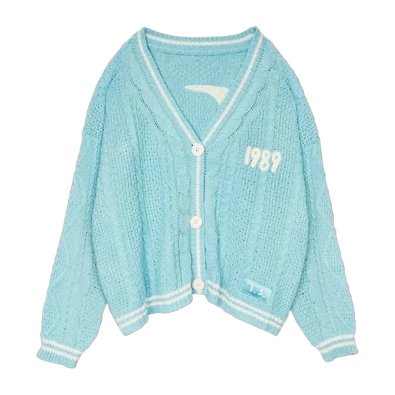 Description Picture 4 of item1989 TV Cardigan Cozy Chunky Knit Oversized Button Up with Seagull Sweater Jacket Women Teenagers Taylor Version T.S.