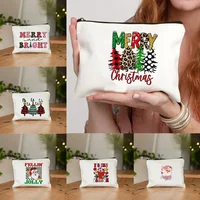 Merry Christmas Pattern Make Up Case Xmas Storage Bag Christmas Tree Graphic Cosmetic Pouch Bags for Women New Year Gifts Clutch 1