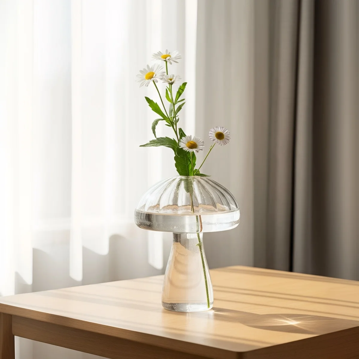 1PC, colored glass mushroom decorative vase, indoor home decoration piece made of glass