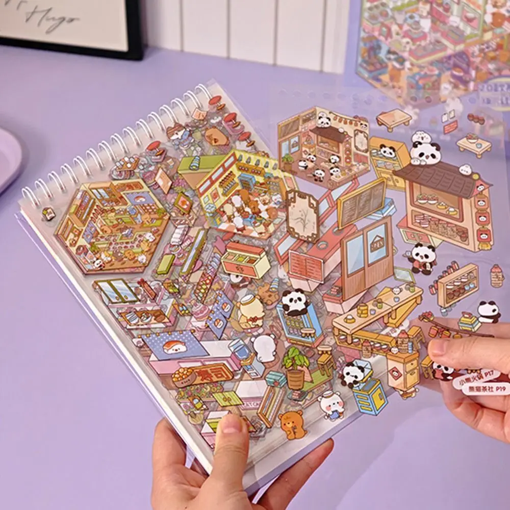 Creative Miniature Landscape Sticker Collection PET Coil Binding 3D Landscape Sticker Visual Stacking DIY Cabin Scene Sticker