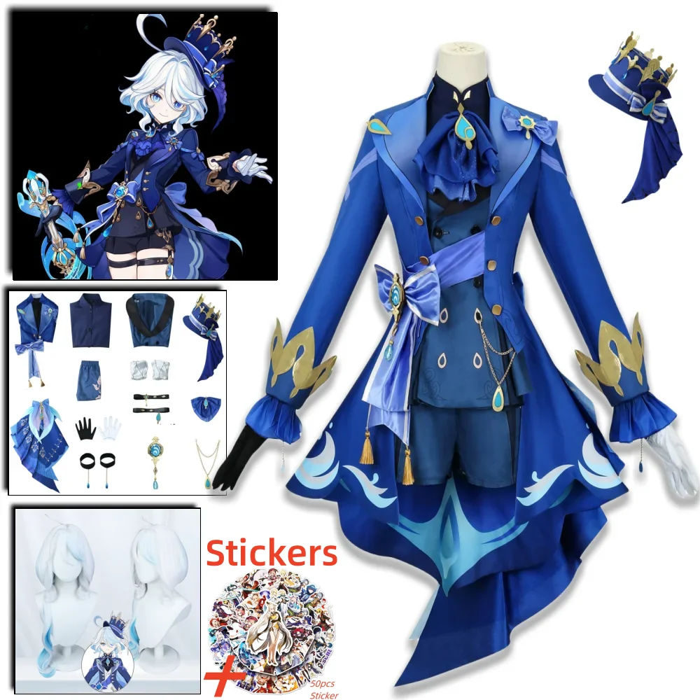 

Focalors Cosplay Costume Furina Cosplay Wig Full Set Halloween Chirstmas Party Anime Clothes Suits
